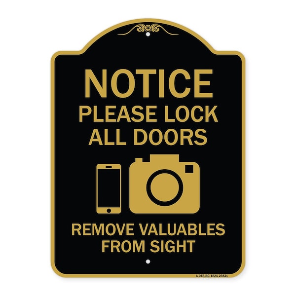 Signmission Lock All Doors Remove Valuable from Sight With Cell Phone and Camera G, A-DES-BG-1824-23531 A-DES-BG-1824-23531 - main